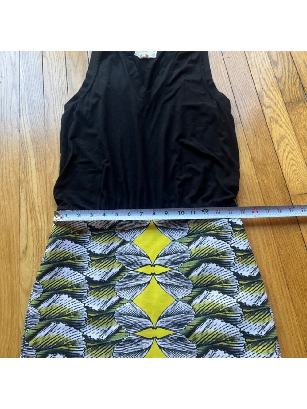 ARTELIER Nicole Miller Size 8 Black Yellow White Geometric Blouson Pencil Dress - Picture 7 of 13